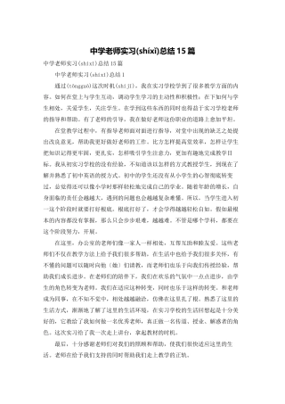 中学教师实习总结15篇