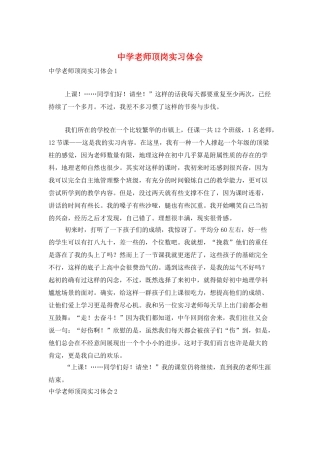 中学教师顶岗实习体会