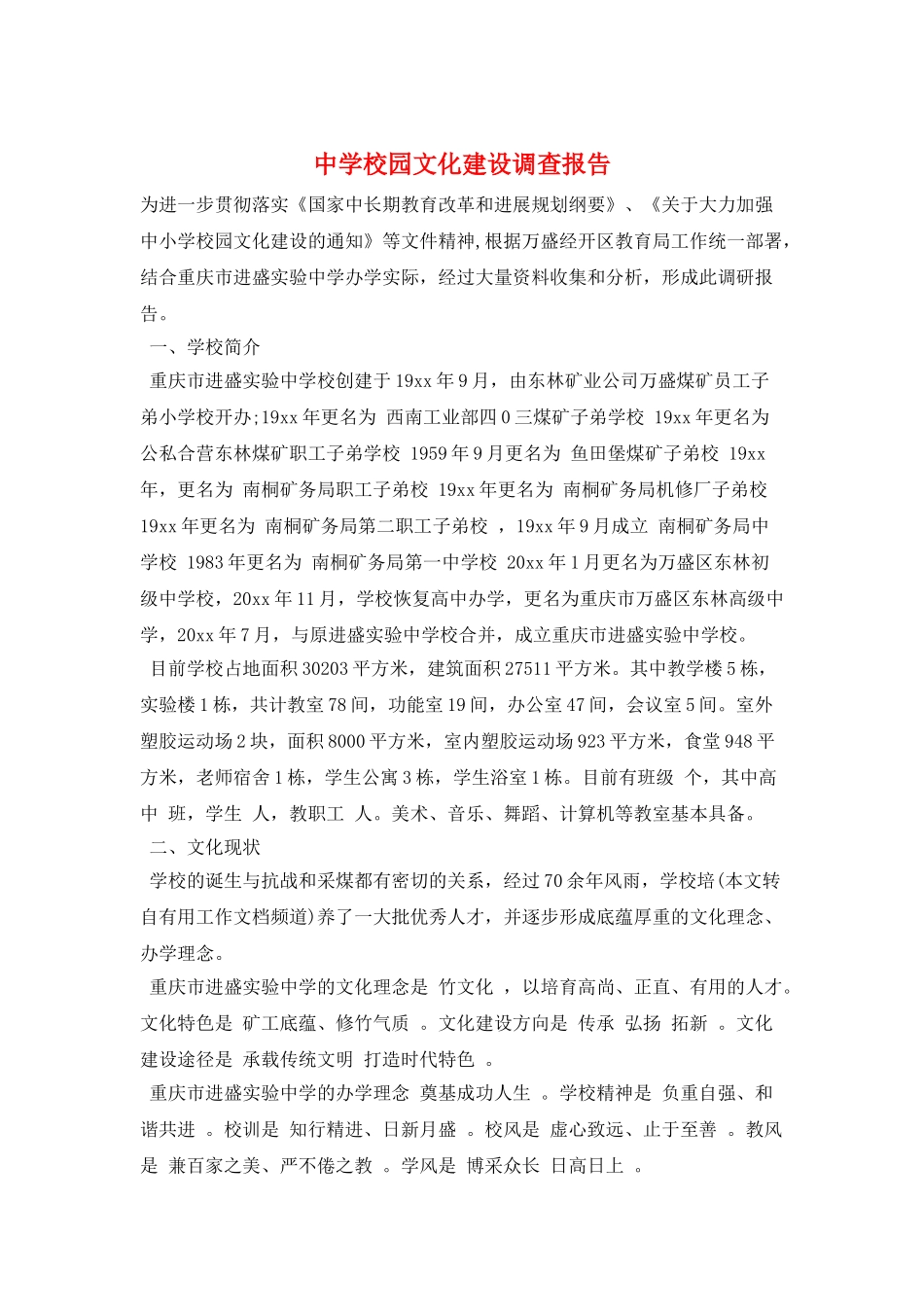 中学校园文化建设调查报告_第1页