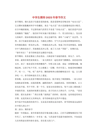 中学生期待2025年春节作文
