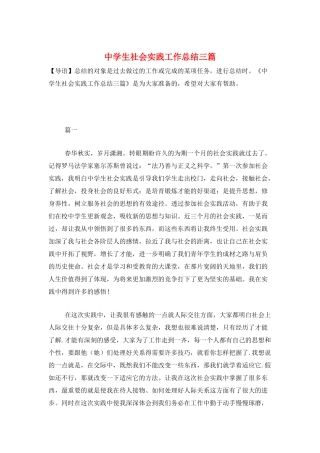 中学生社会实践工作总结三篇