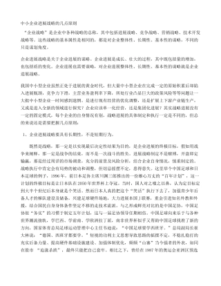 中小企业发展战略的几点原则