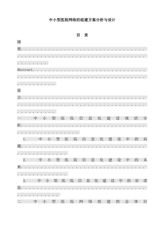 中小型医院网络的组建方案样本