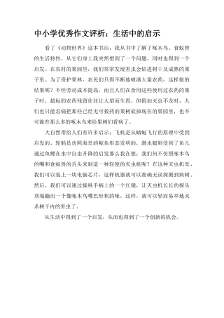 中小学优秀作文评析：生活中的启示