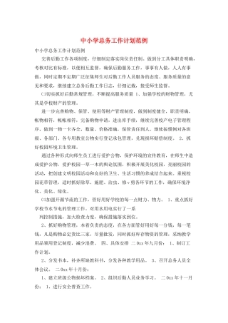 中小学总务工作计划范例