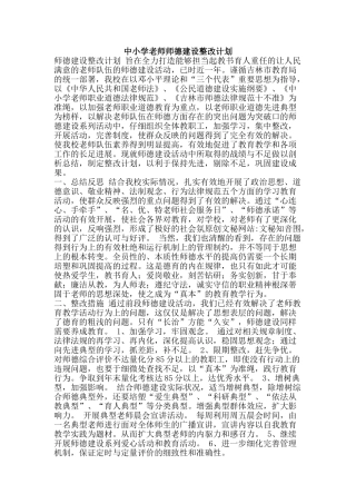 中小学教师师德建设整改计划