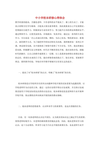 中小学校本研修心得体会