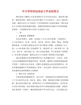 中小学田径运动会工作总结范文