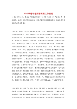 中小学骨干教师培训班工作总结