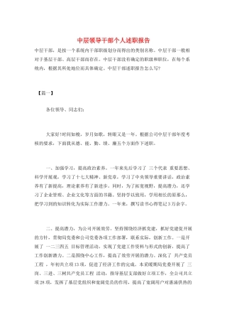 中层领导干部个人述职报告