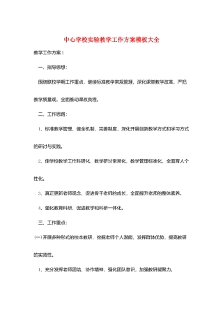 中心学校实验教学工作计划模板大全