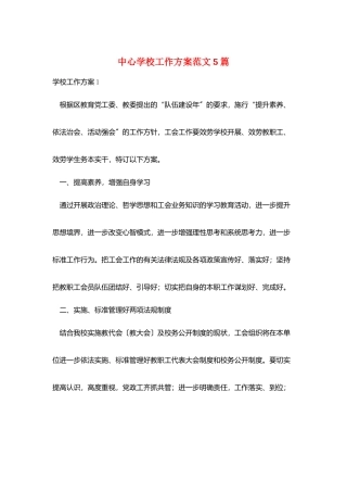 中心学校工作计划范文5篇