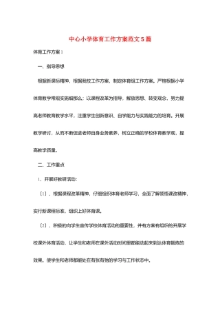 中心小学体育工作计划范文5篇
