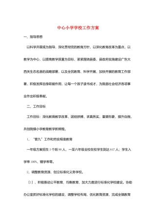 中心小学学校工作计划