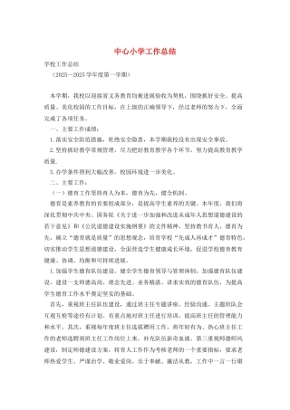 中心小学工作总结
