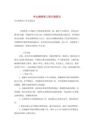 中心校财务工作计划范文