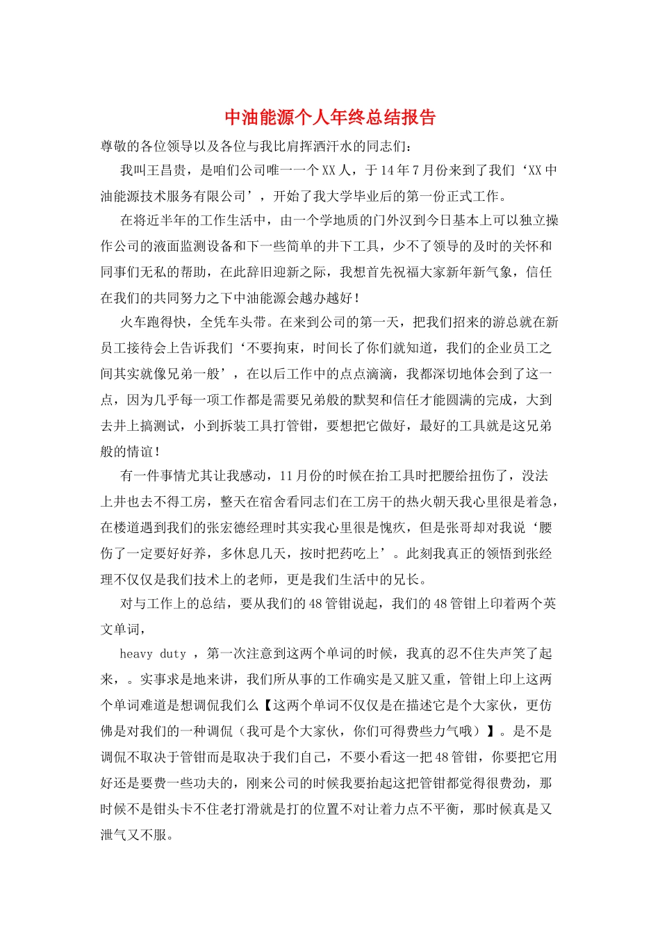 中油能源个人年终总结报告_第1页