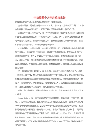 中油能源个人年终总结报告