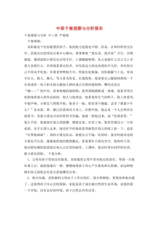 中班个案观察与分析报告