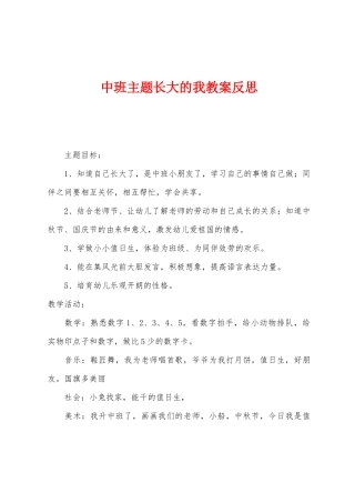 中班主题长大的我教案反思