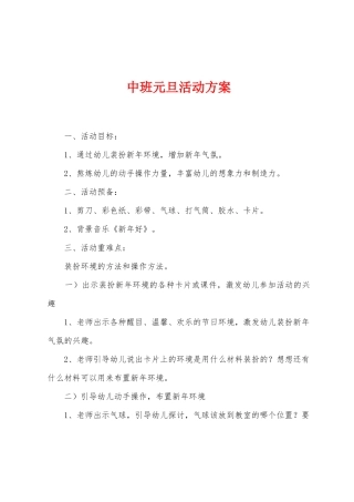 中班元旦活动方案