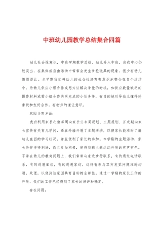 中班幼儿园教学总结集合四篇