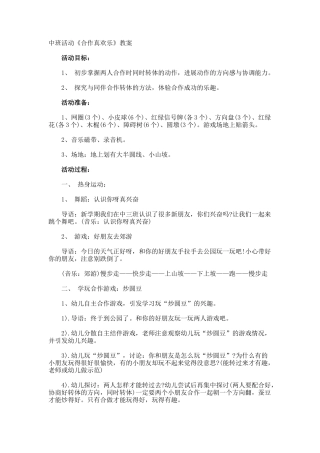 中班活动《合作真快乐》教案