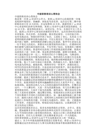 中级职称培训心得体会