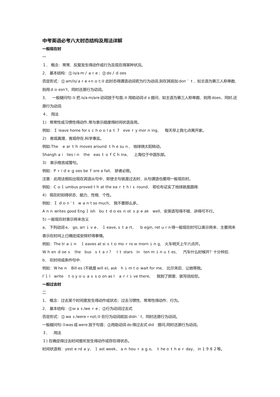 中考必考八大时态_第1页