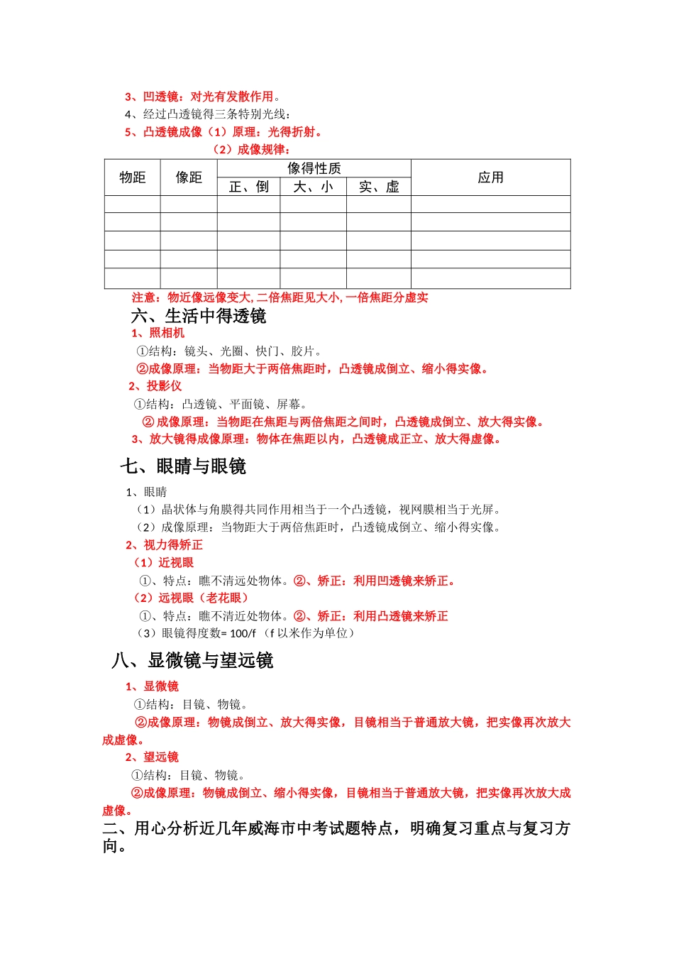 中考物理光学复习重点分析及试题集_第3页