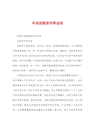 中试实验室年终总结