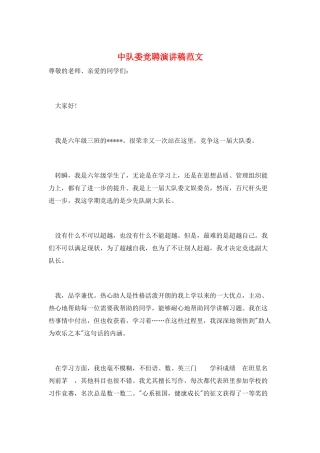 中队委竞聘演讲稿范文
