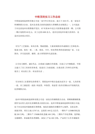 中铁顶岗实习工作总结