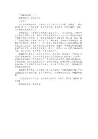 中队长竞选稿发言稿致辞演讲致词演讲稿精选5篇
