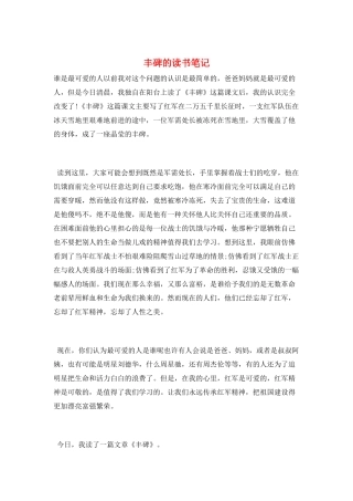 丰碑的读书笔记