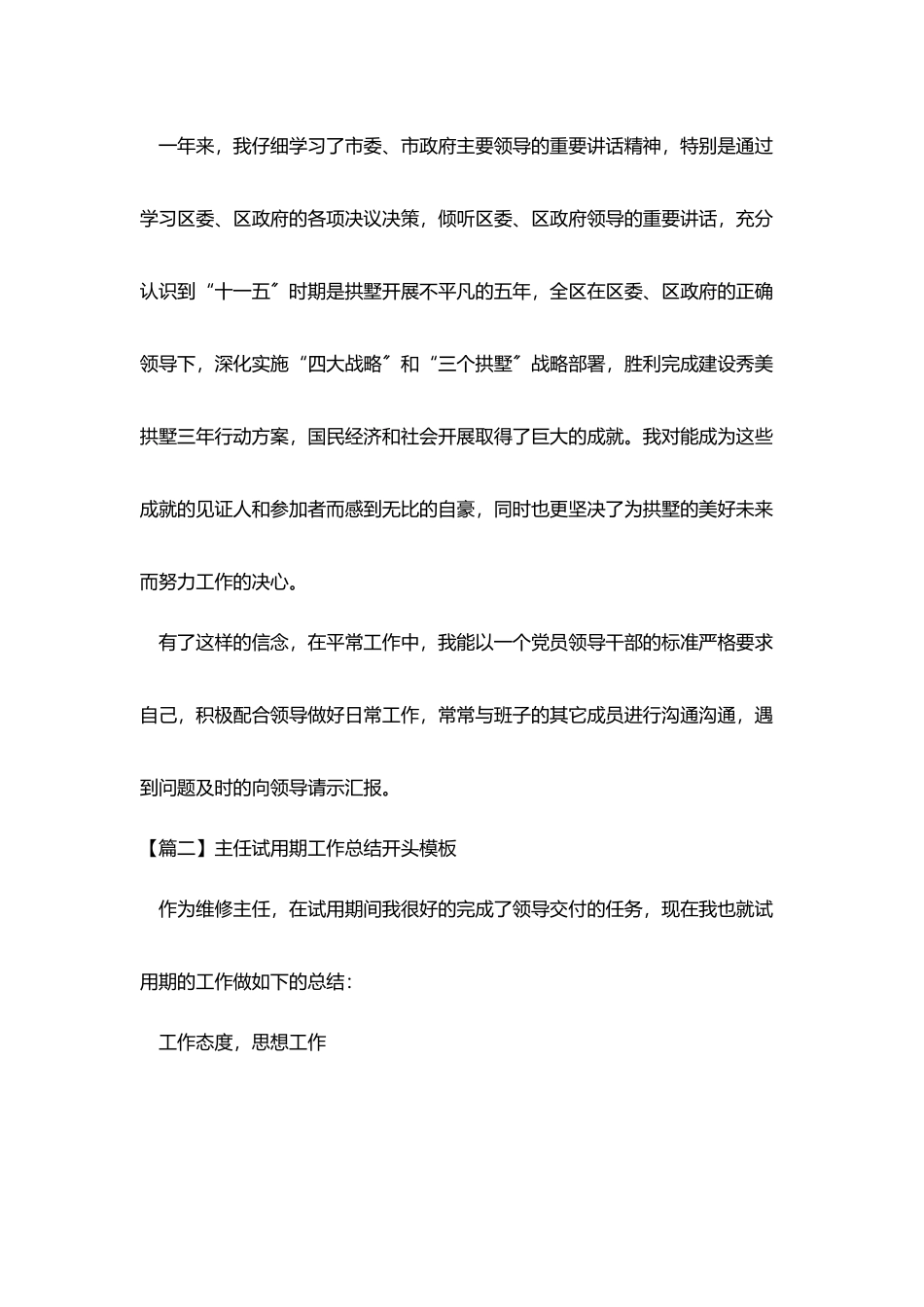 主任试用期工作总结开头模板_第2页