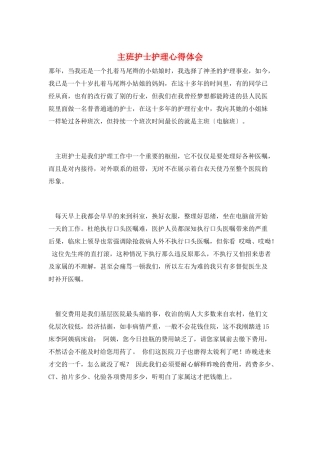 主班护士护理心得体会