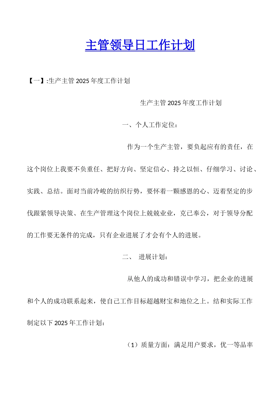 主管领导日工作计划_第1页