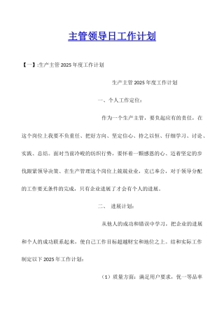 主管领导日工作计划