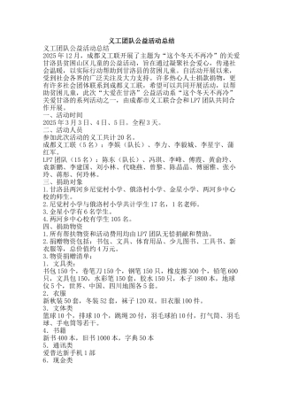 义工团队公益活动总结