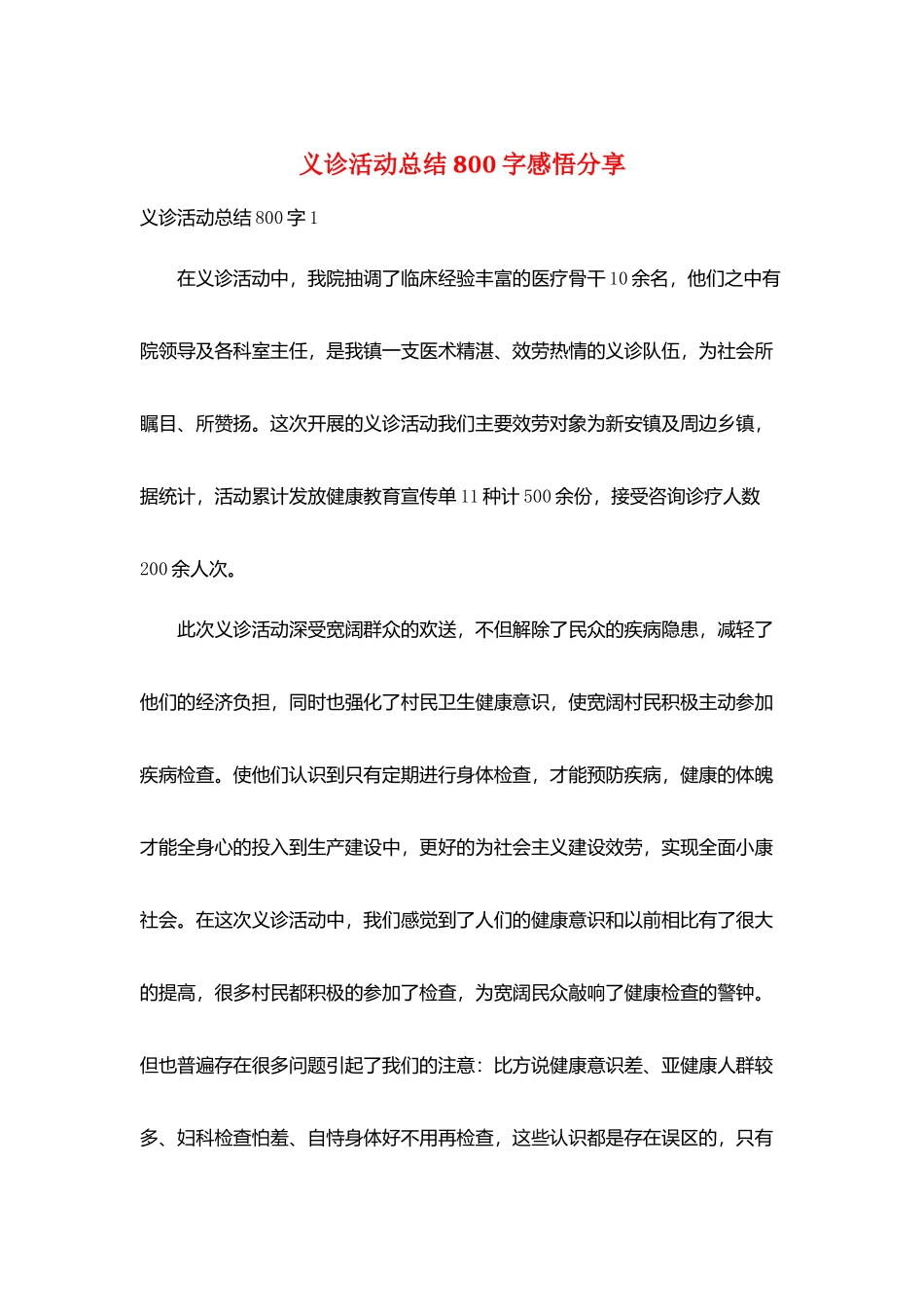义诊活动总结800字感悟分享_第1页