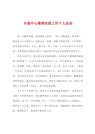 乡建中心暑期实践工作个人总结