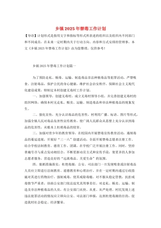 乡镇2025年禁毒工作计划