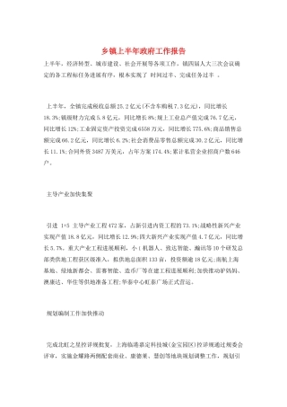 乡镇上半年政府工作报告