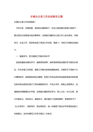 乡镇办公室工作总结报告五篇