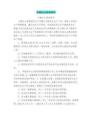 乡镇办公室承诺书