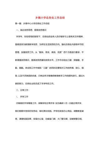 乡镇小学总务处工作总结