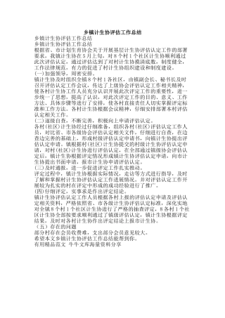 乡镇计生协评估工作总结-精品范文资料