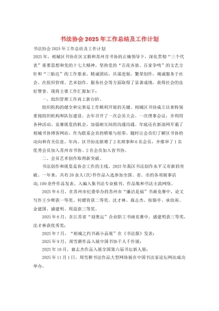 书法协会2025年工作总结及工作计划