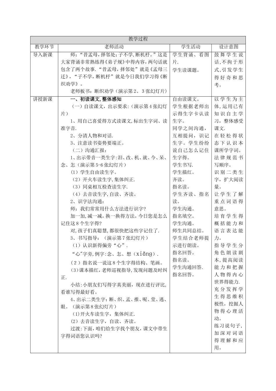 二年级上册语文教案断织劝学∣语文S版_第2页